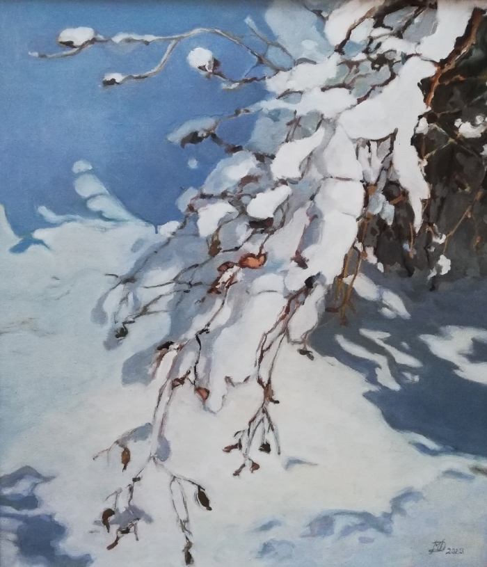 "Pod śniegiem", olej, 70x60, Małgorzata Domańska