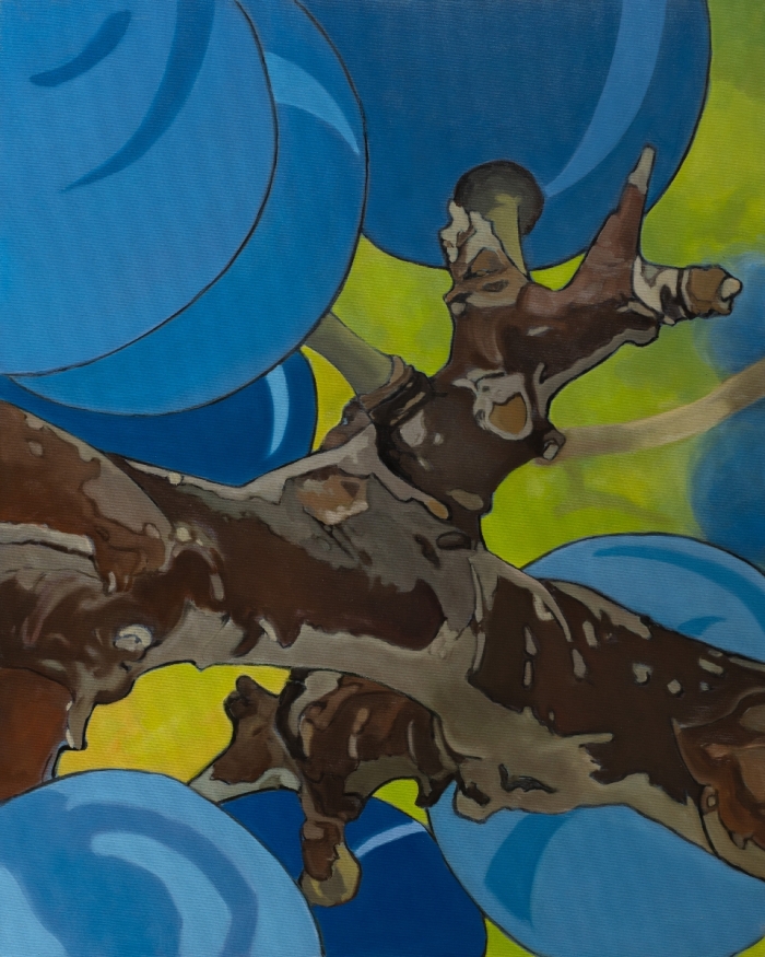 „Błękity w zieleni”, olej na płótnie, 100 x 80 , Małgorzata Domańska