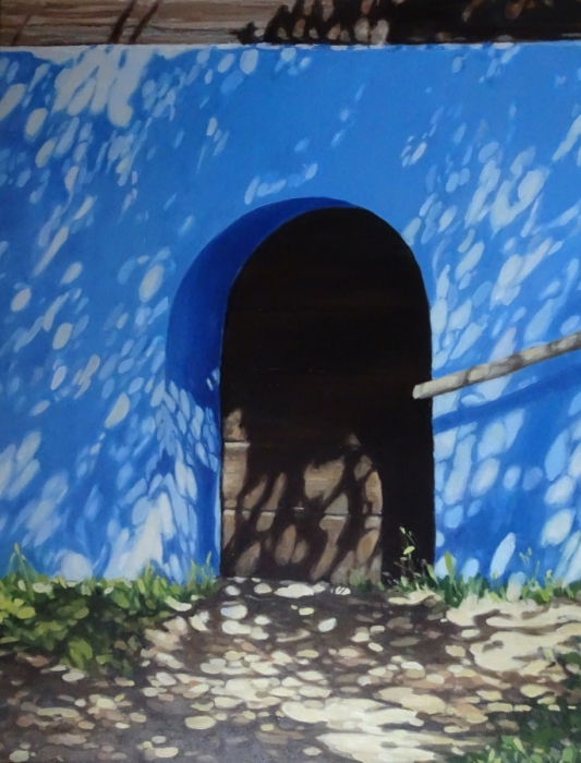 „Niebieska ściana”, olej, 90x70, Małgorzata Domańska