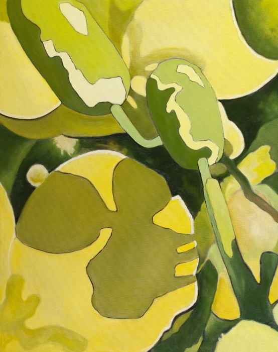 „W żółcieniach i zieleniach”, olej na płótnie, 100 x 80, Małgorzata Domańska