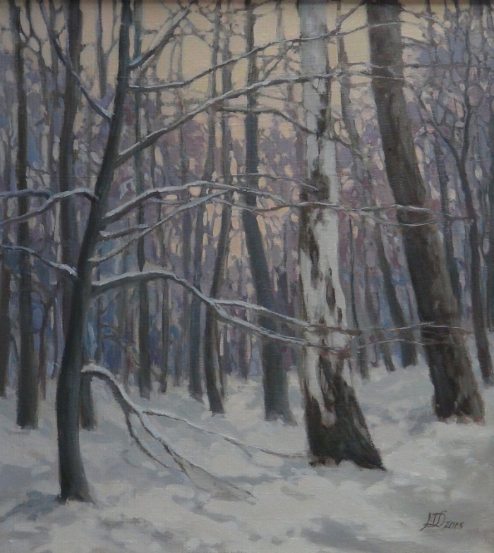 „Las zimą”, olej, 44x40, Małgorzata Domańska