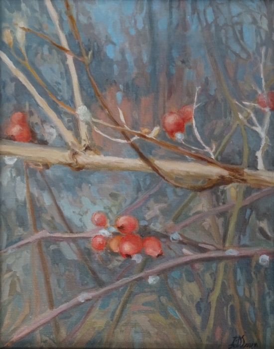 „Dzika róża", olej, 40x50, Małgorzata Domańska