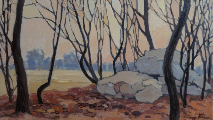 „Między drzewami” , olej, 35x60, Małgorzata Domańska