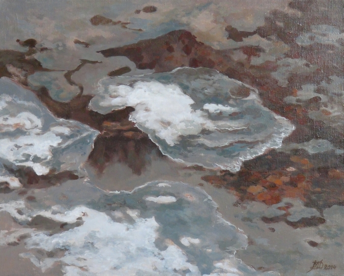 „Wiercica pod lodem”, olej, 40x50, Małgorzata Domańska