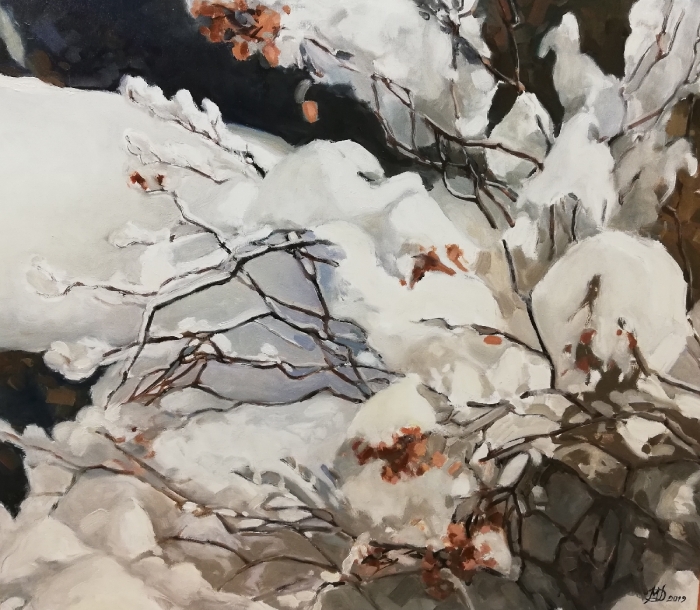 „Róża pod śniegiem", olej, 70x60, Małgorzata Domańska
